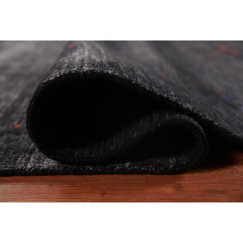 Charcoal Gabbeh Indian Area Rug Handmade Silk Carpet - 8'9" x 11'9"