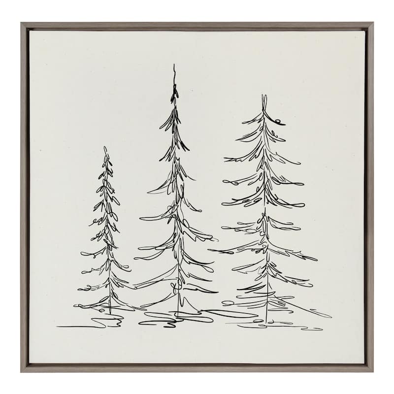 Kate and Laurel Sylvie Trees Canvas by The Creative Bunch Studio - 30x30 - Plastic - Grey