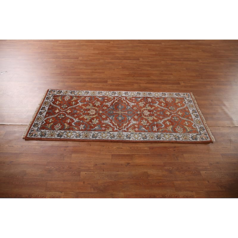 Orange Heriz Serapi Indian Area Rug Hand-knotted Wool Carpet - 2'7"x 5'11"