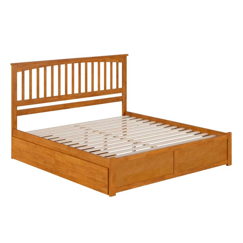 Mission Platform Bed with Footboard and Storage Drawers