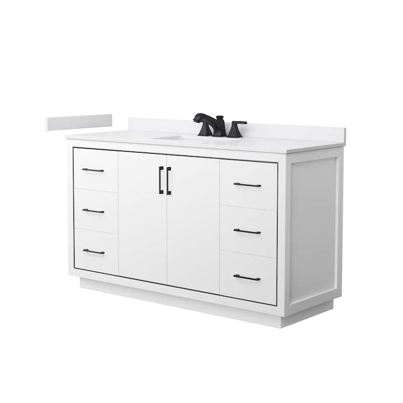 Wyndham Collection WCF1111-60S-VCA-US3MXX Icon 60" Free Standing - White / White Cultured Marble Top / Matte Black