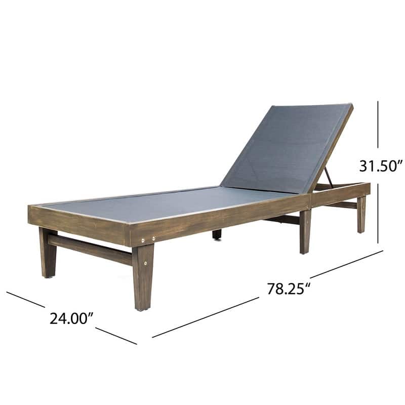 Summerland Acacia Wood Chaise Lounge with Premium Mesh Seat - Outdoor Patio Relaxation Recliner