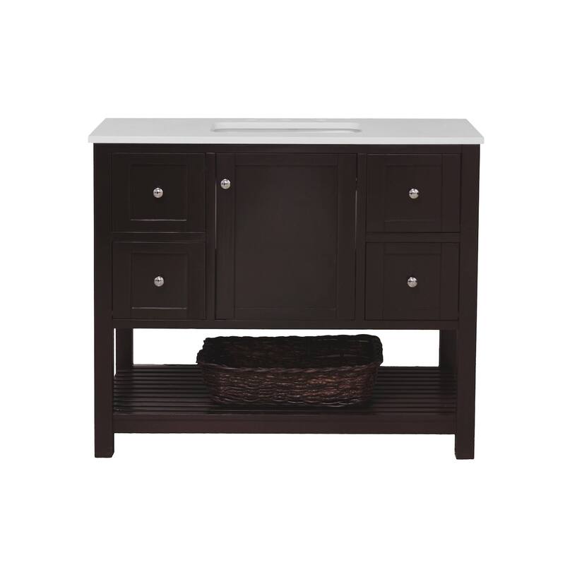 KitchenBathCollection Lakeshore 42" Bathroom Vanity with Engineered White Top