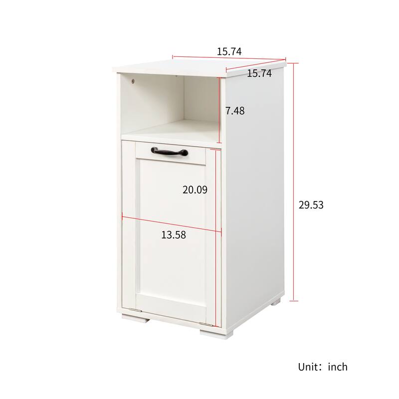 Anmytek White Storage Cabinet Laundry Bathroom Shelves Hidden Bin Organizer