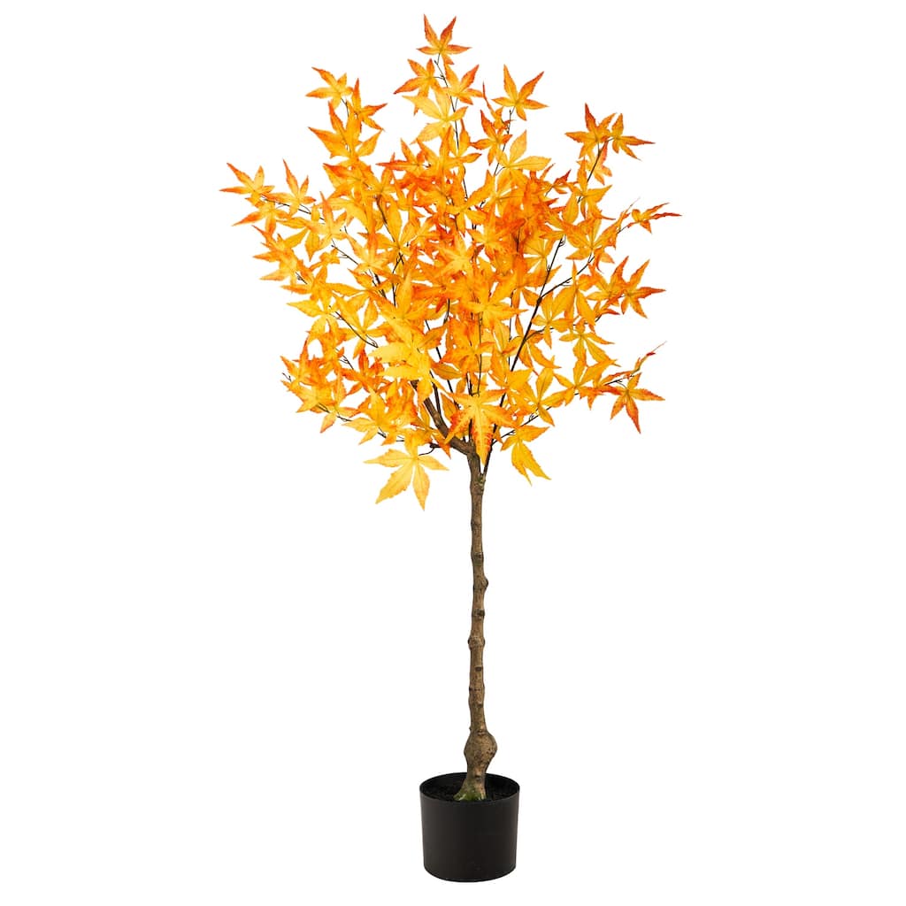 4ft Artificial Maple Tree - Fall Foliage Decor - Indoor Accent Tree - Home Stock - Green - 31-40 Inches