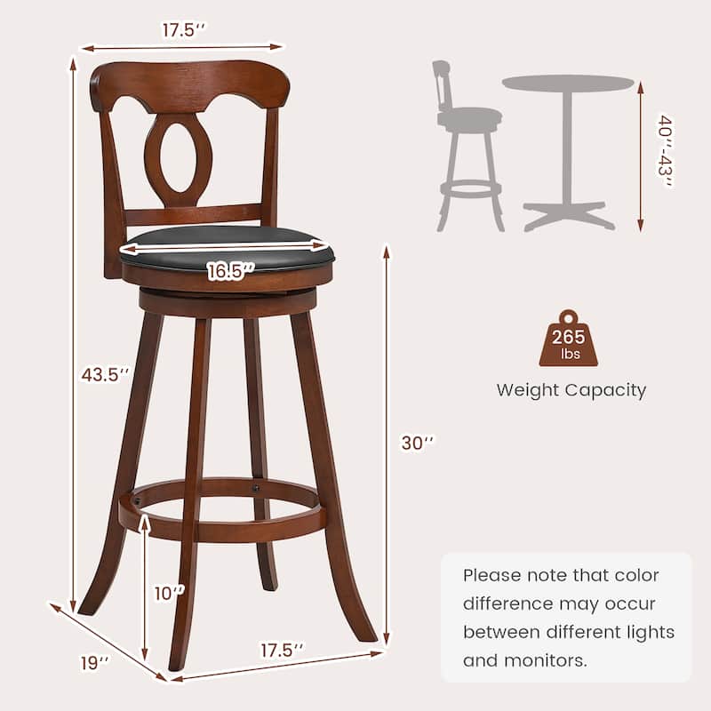 Gymax 4 PCS Swivel Bar Stools 30 Inch Bar Height Chairs w/ Ergonomic