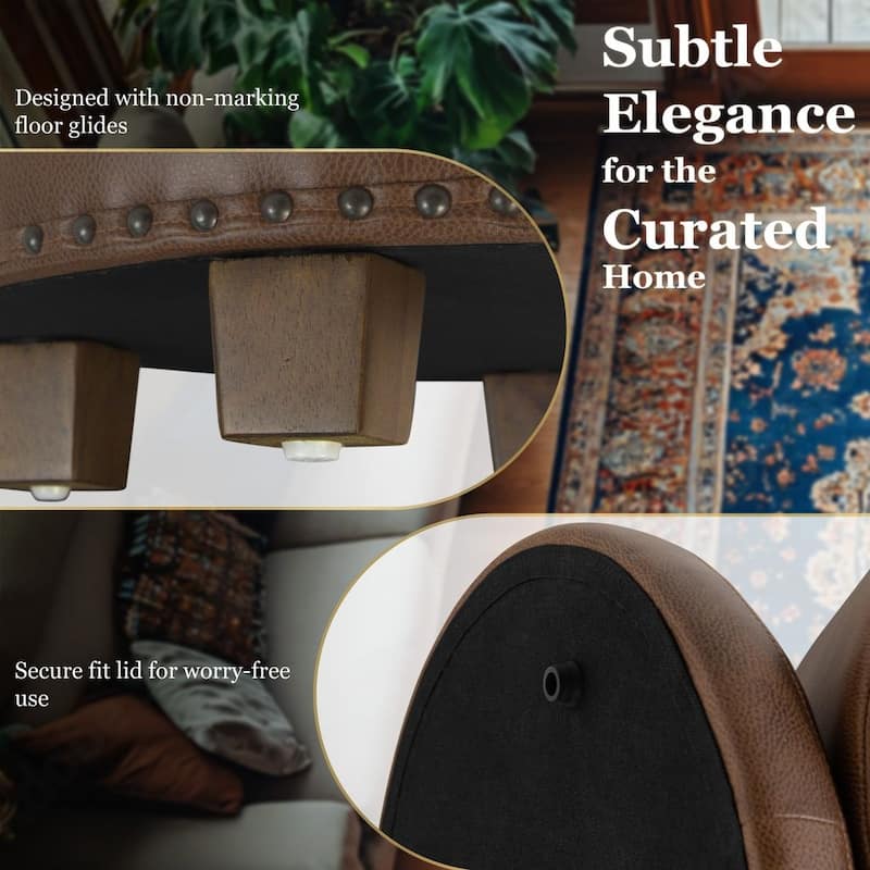 HomePop Storage Ottoman with Nailheads