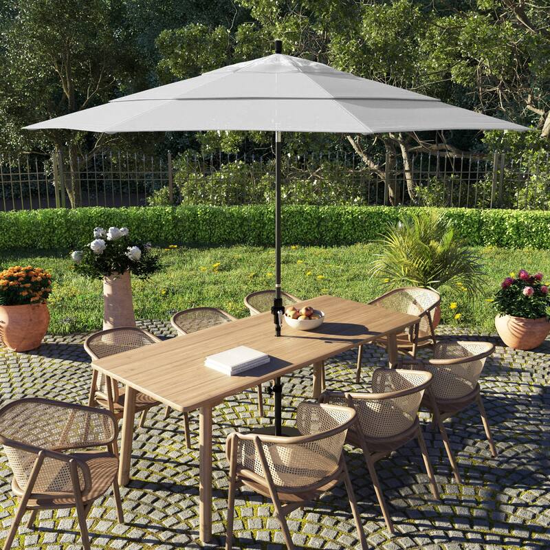 California Umbrella 11' Rd. Alum/Fiberglass Rib Patio Umb,Crank Lift/Collar Tilt, Dbl Wind Vent, Black Finish, Sunbrella Fabric - Natural
