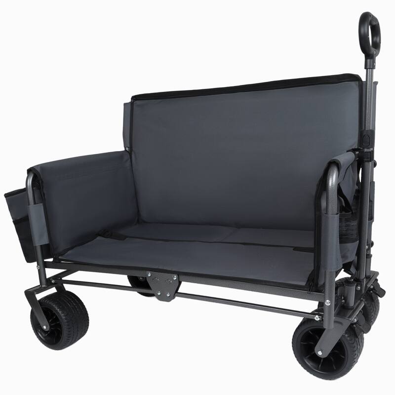 3-in-1 Folding Wagon Cart with Bench Seat, patent protection- Includes 1 ice pack, 500lbs Heavy-Duty Utility Wagon