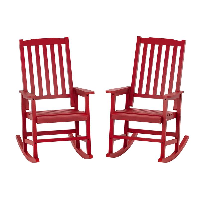 Acacia Wood Outdoor Rocking Chair, Traditional Porch Outdoor Rocker Chairs Set of 2 - 43" H