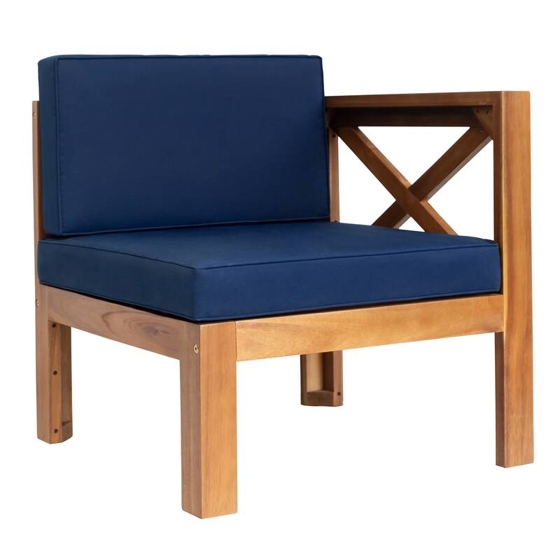 5-Piece Outdoor Patio Solid Wood Sectional Sofa with Coffee Table and Cushions