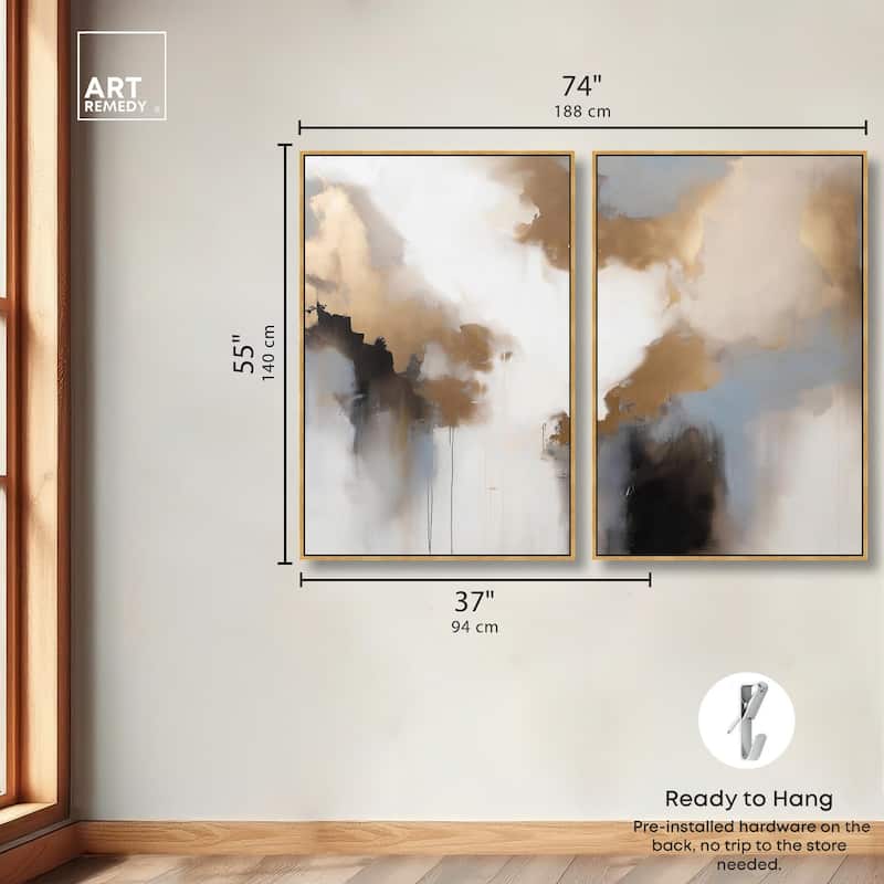 Golden Nebula Canvas Set of 2 by Art Remedy