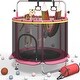 preview thumbnail 1 of 17, Kids Trampoline, Adjustable Toddler Trampoline with Safety Enclosure Rose Red