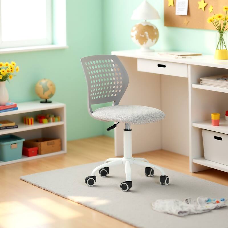 Homy Casa Adjustable Swivel Office Chair Wheels, Modern Study Chair - Grey