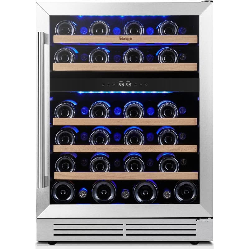 Yeego 24'' 47 Bottle Dual Zone Built-in Wine Cooler Refrigerator with Front Vent