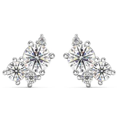 G/VS 2.50Ct Diamond Studs Bouquet Earrings Gold Lab Grown 11.5mm