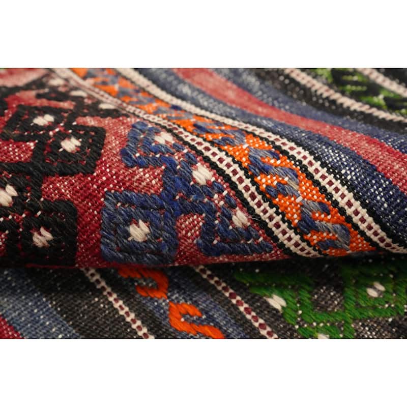 Hand Woven Oriental 100% Wool Carpet Southwestern Tribal Multi-Colored Kilim Area Rug - 10' 6'' X 5' 1''