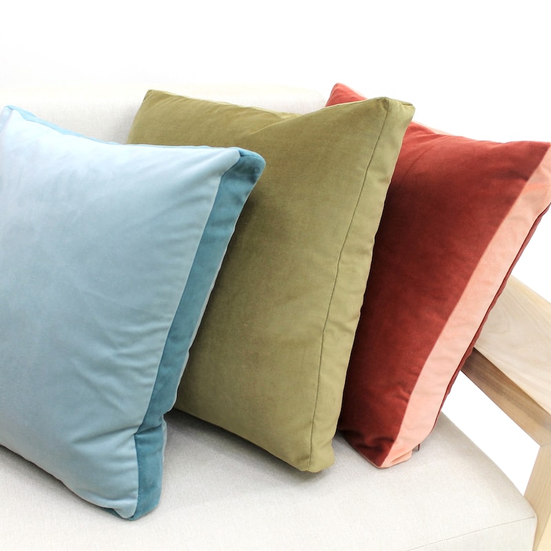 Jiti Indoor Modern Glam Squared Boxed Border Plush Velvet Square Throw Pillows Cushions for Sofa Chair 18 x 18