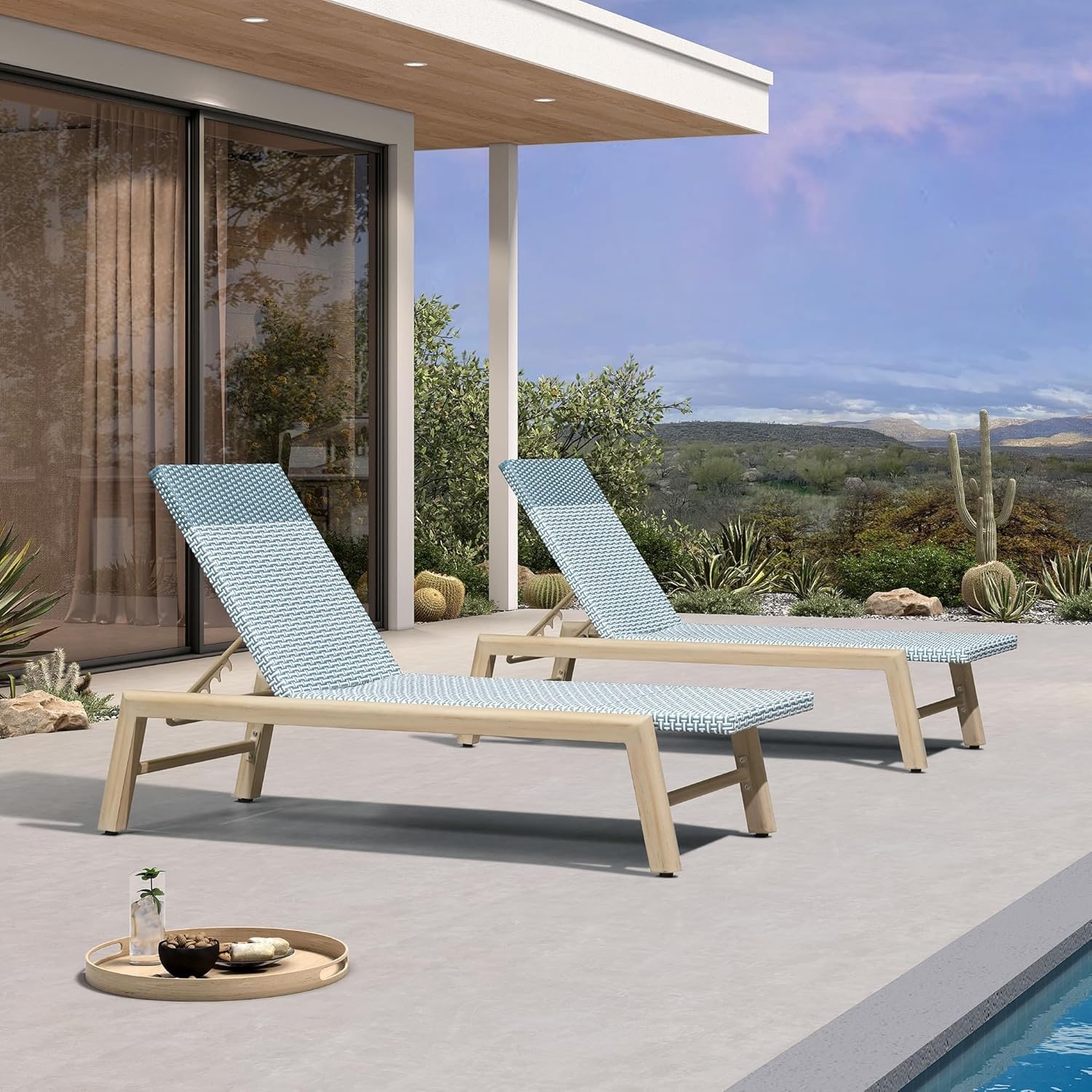 PURPLE LEAF Rattan Patio Lounge Chair, Adjustable PE Woven Recliner for Outdoor Use