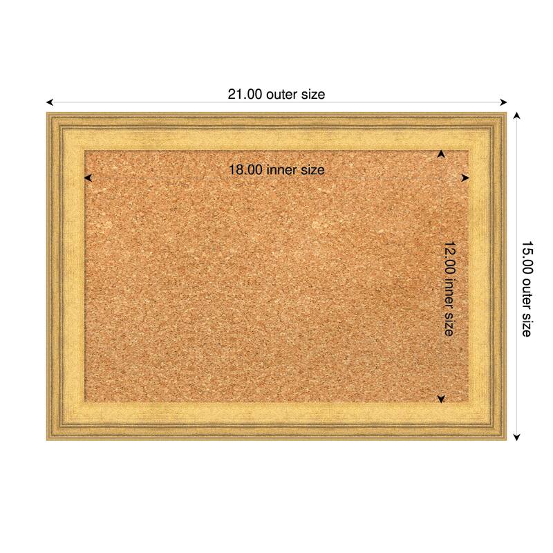 Owen Gold Wood Framed Cork Board - Bulletin Board, Organization Board, Pin Board - Natural - 21 x 15 in