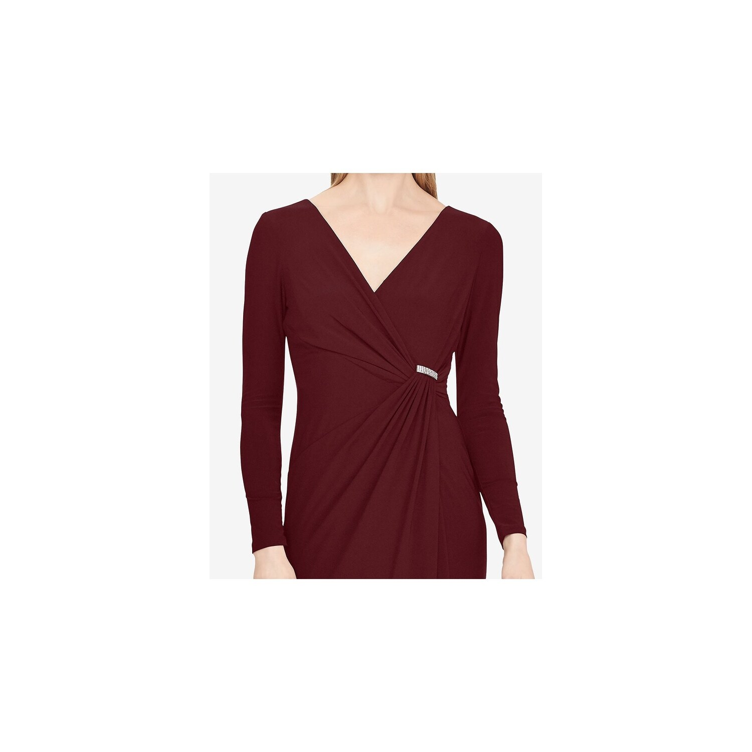 ralph lauren shirred jersey gown