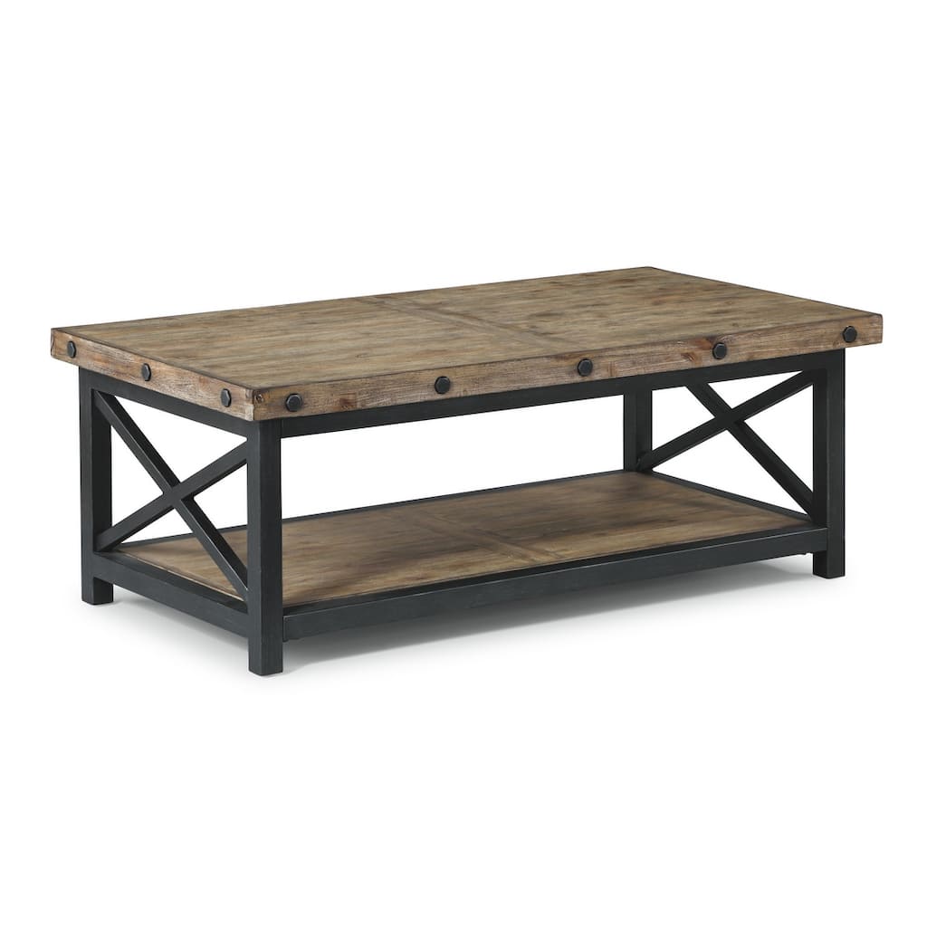 Homestyles Carpenter Brown Wood Rectangular Coffee Table - 49" x 18" x 25"