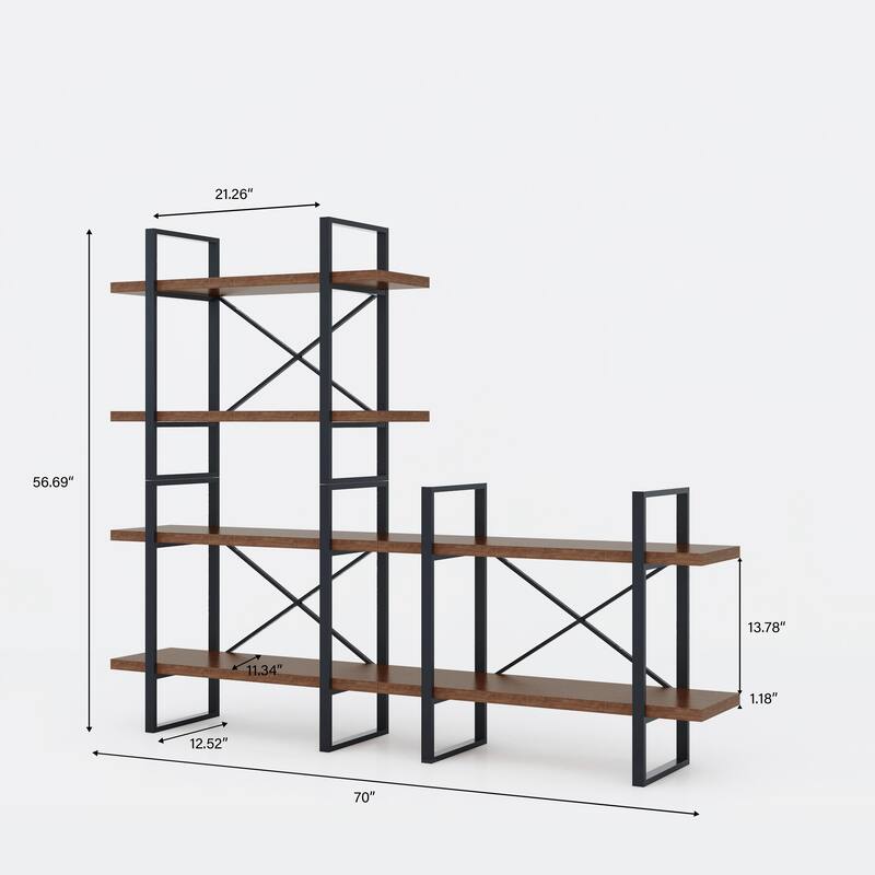 Adjustable Wood and Metal Display and Etagere Bookshelves and Bookcases - 70.86*56.69*11.34 inches