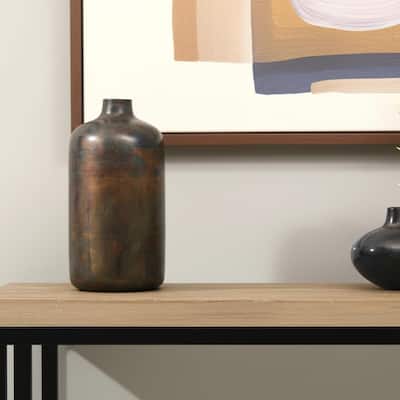 12" Gold Cylinder Metal Table Vase - 6.30