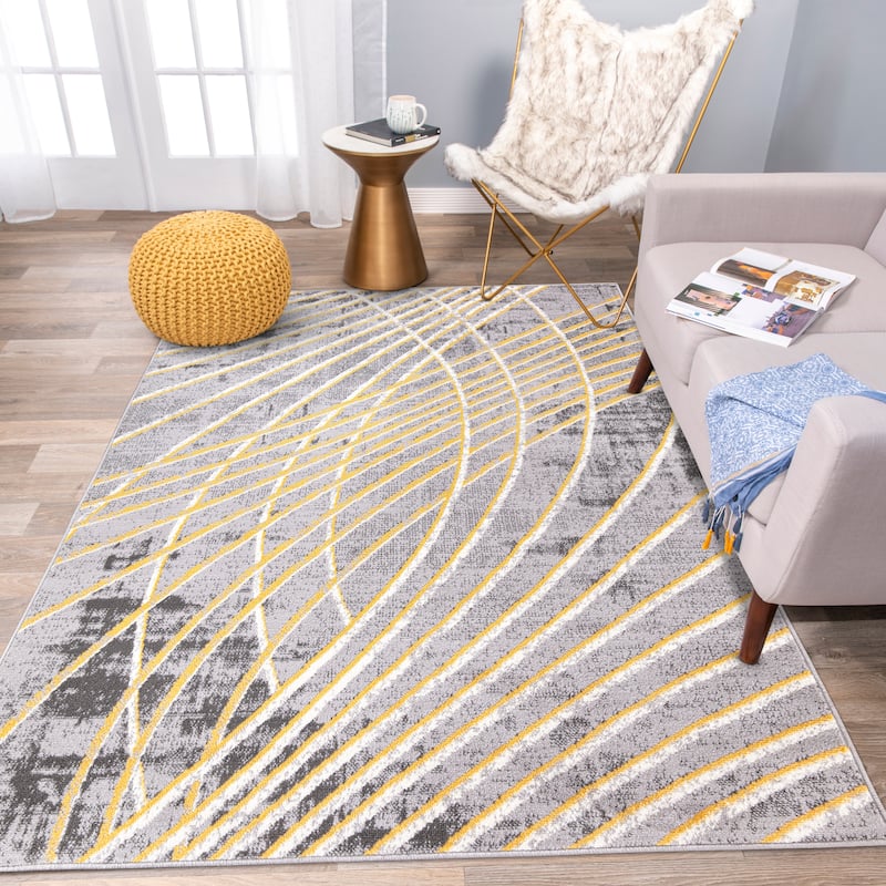 World Rug Gallery Modern Geometric Stripes Area Rug