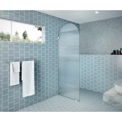 Maven 30 in. x 86.75 in. Fully Frameless Glass Shower Panel - Arched Fluted Single Fixed Panel