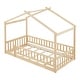 preview thumbnail 23 of 71, Kids Bed Frame, House Shape Floor Platform Bed Frame, Twin/Full Size Wood Bed with Fence for Child/Teens/Girls/Boys