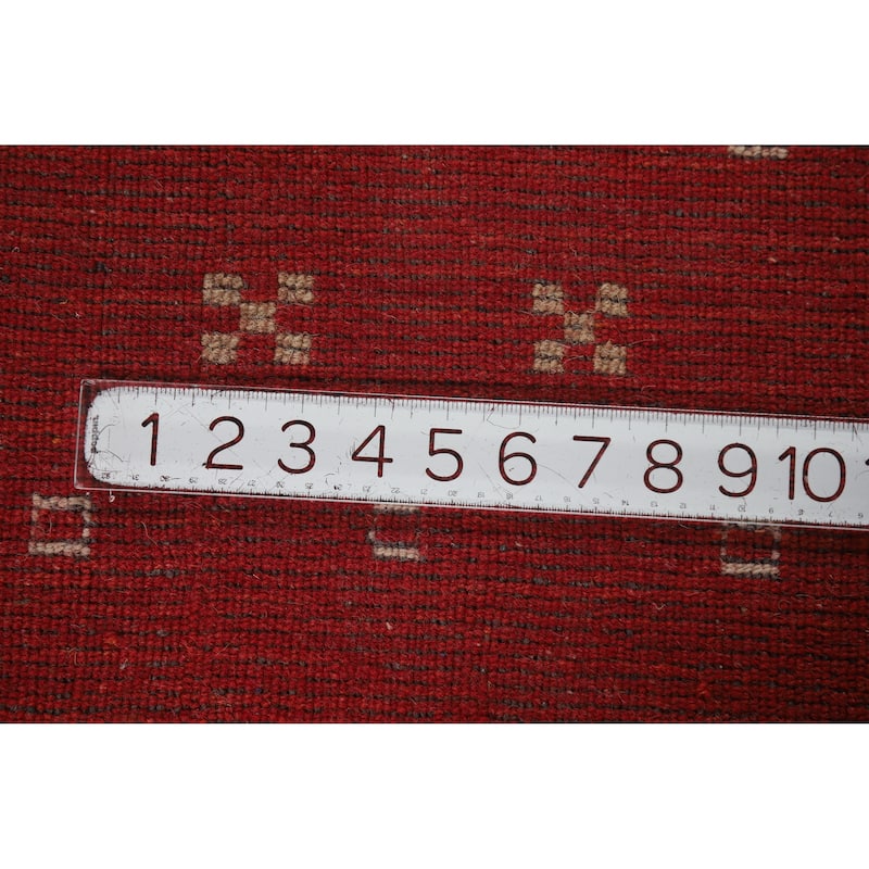 Gabbeh Indian Rug Hand-Knotted Red Wool Carpet - 3'1" x 4'9"