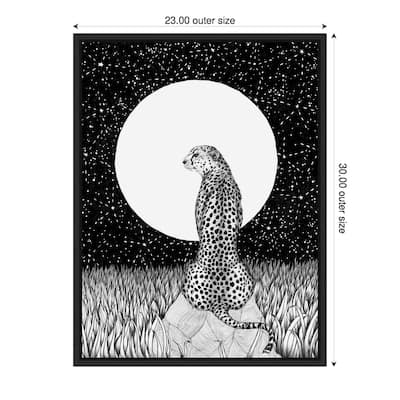 Cheetah Moon Large by Ec Mazur Framed Canvas Wall Art