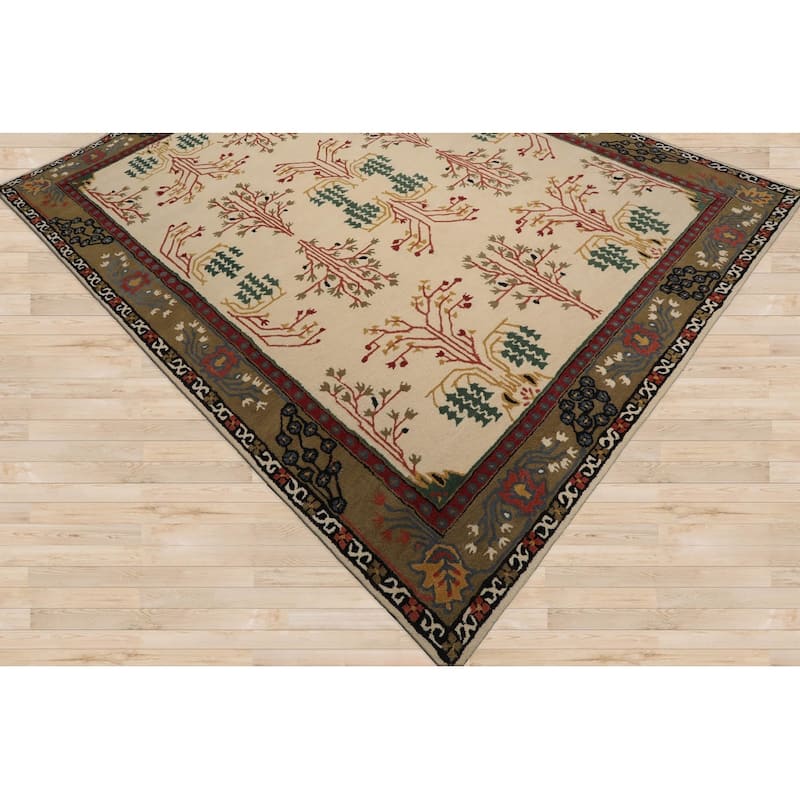 Hand Tufted Hand Made Wool Transitional Oriental Area Rug Olive Green