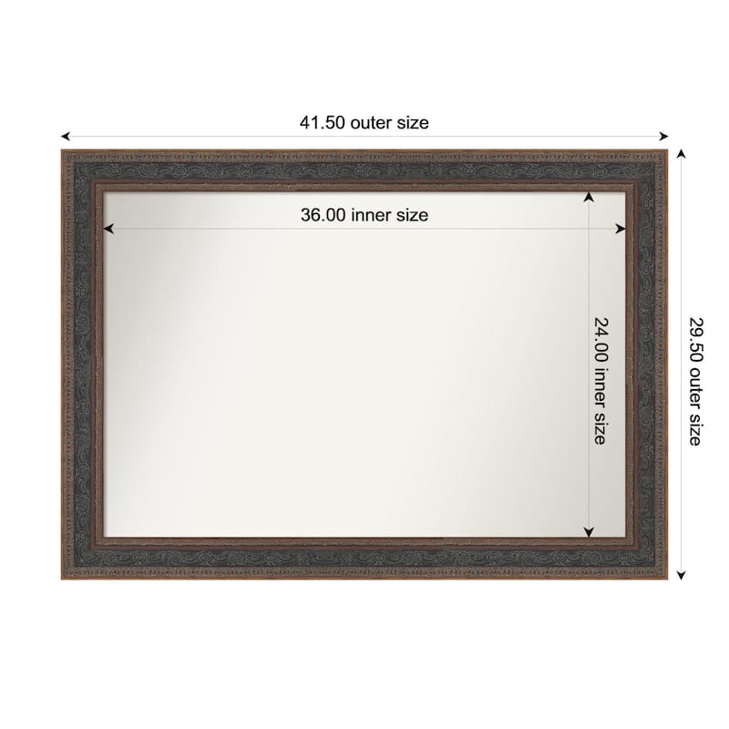 Attic Aged Non-Beveled Wood Framed Wall Mirror - 42 x 30 in - Attic Aged Bronze