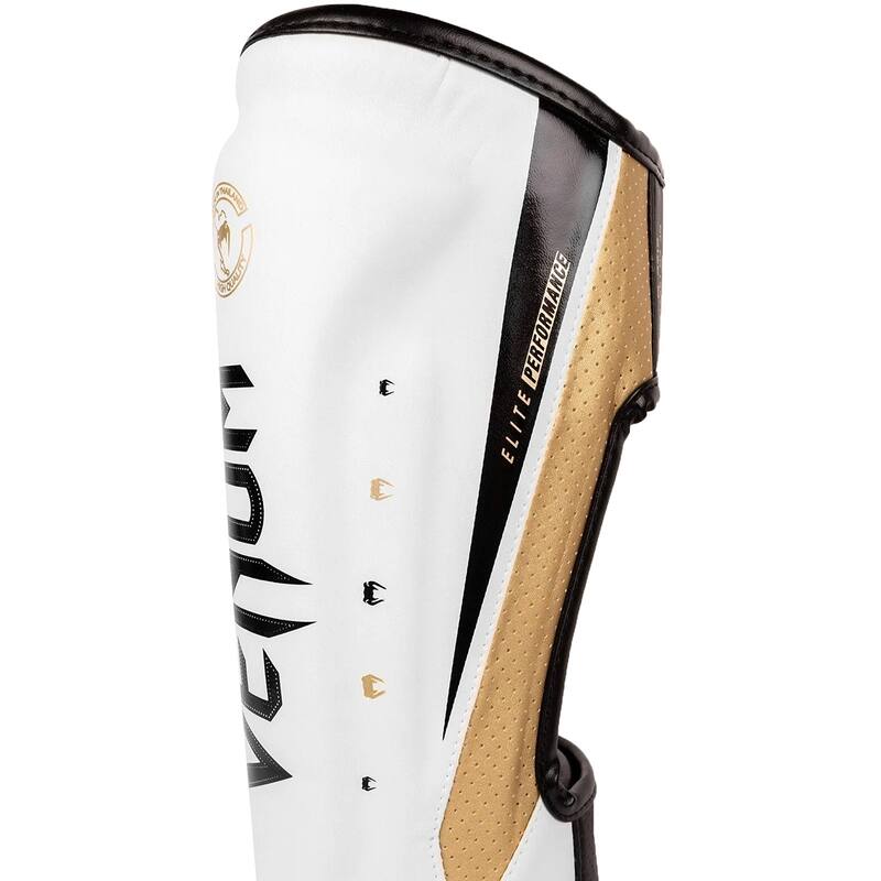Venum Elite Evo Protective Shin Instep Guards - White/Gold