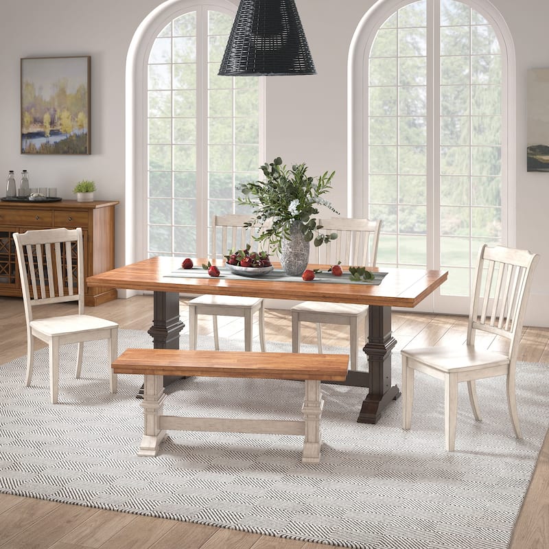 Ronda 78" Rectangular Solid Wood Top Dining Set with Spindle Back Chairs