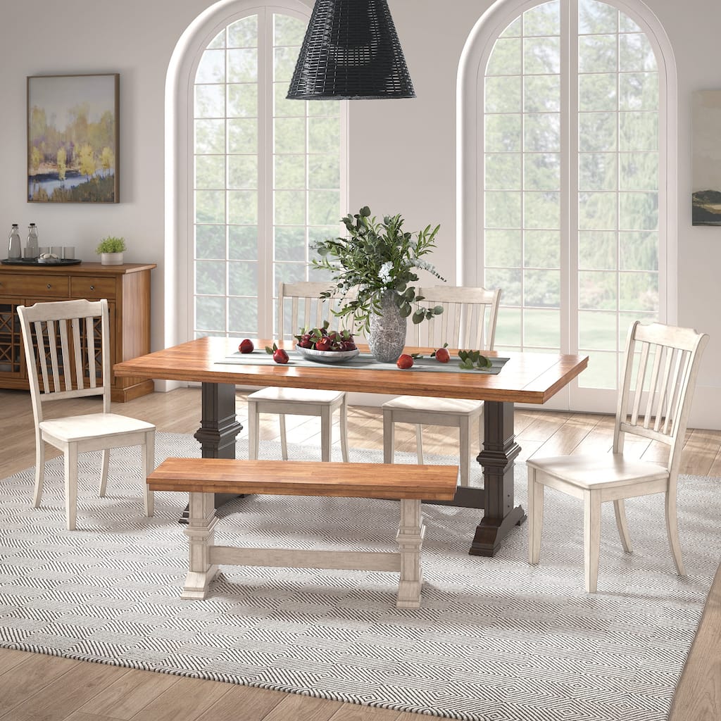 Ronda 78" Rectangular Solid Wood Top Dining Set with Spindle Back Chairs