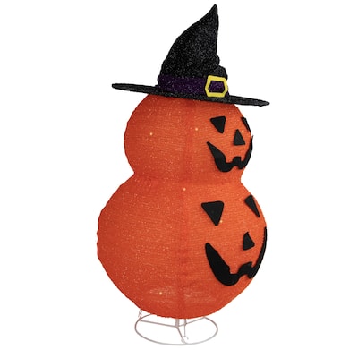 34" Pop-up Jack-O-Lanterns with Witch's Hat Outdoor Halloween Decoration