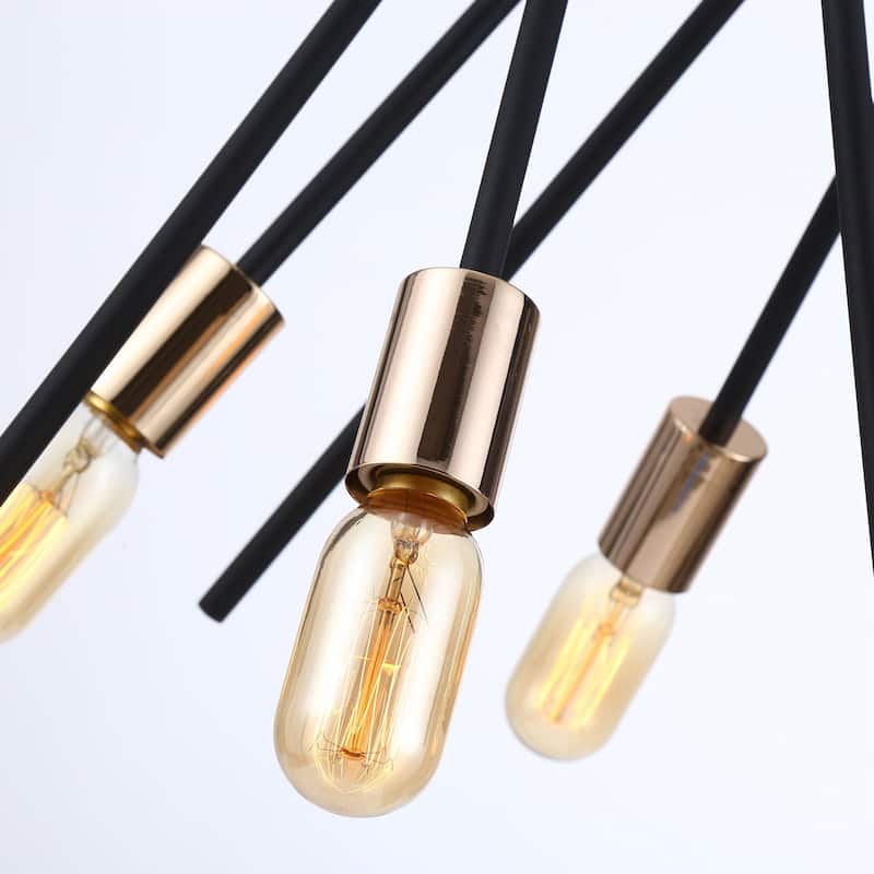 8-Light Sand Black and Golden Sputnik Sphere Chandelier