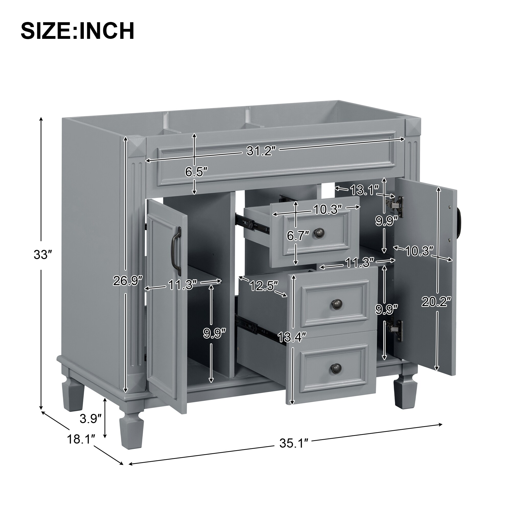 36'' Bathroom Vanity without Sink,With 2 Soft Closing Doors 36'' Bathroom Vanity without Sink,With 2 Soft Closing Doors