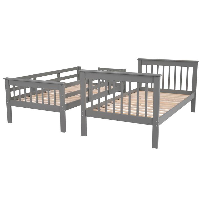 Twin-Over-Twin Bunk Bed with Drawers and Storage Stairs, Gray