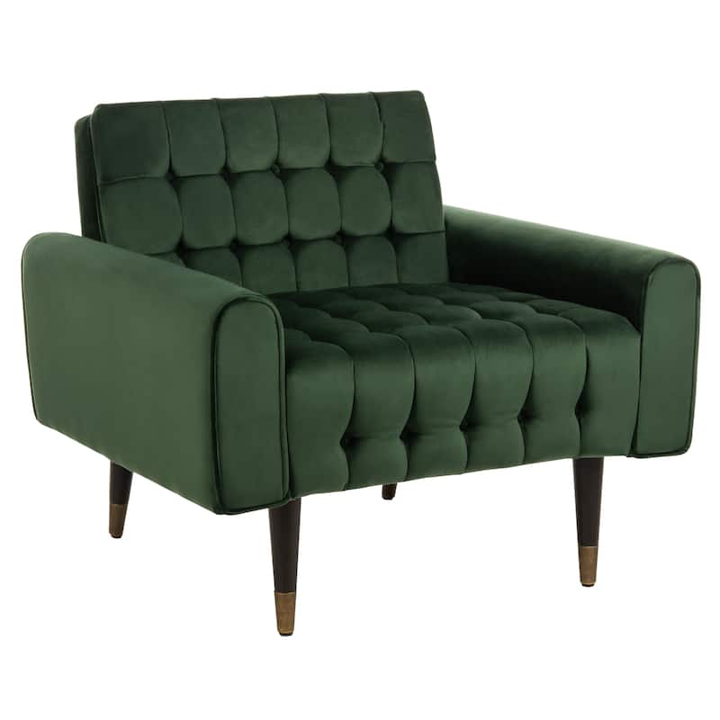 SAFAVIEH Nansy Contemporary Tufted Velvet Accent Chair - 32.7" x 31.5" x 28.4" - 34Wx31Dx29H