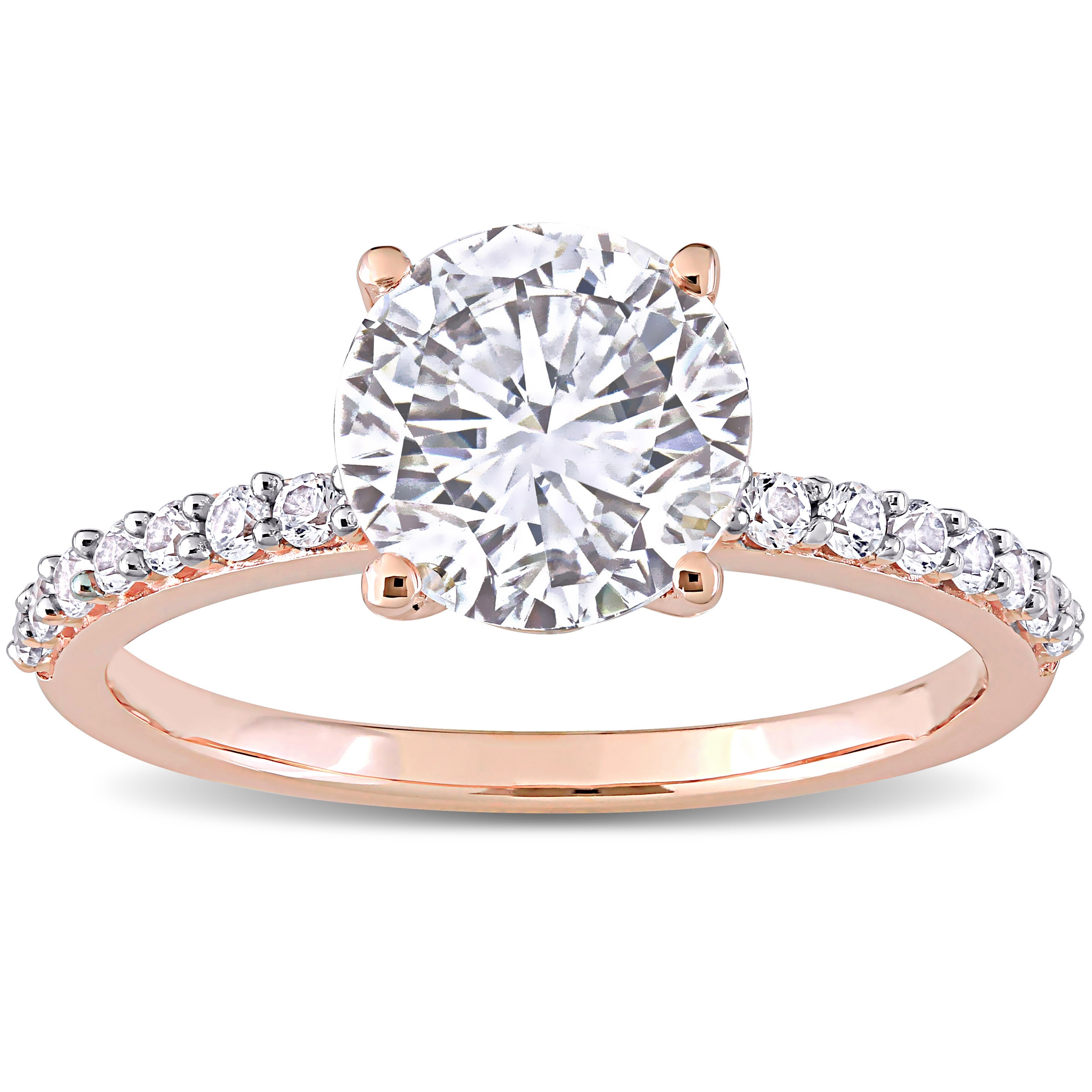 10k White Gold 1 1//4 Ct TGW White Sapphire Solitaire Engagement Ring