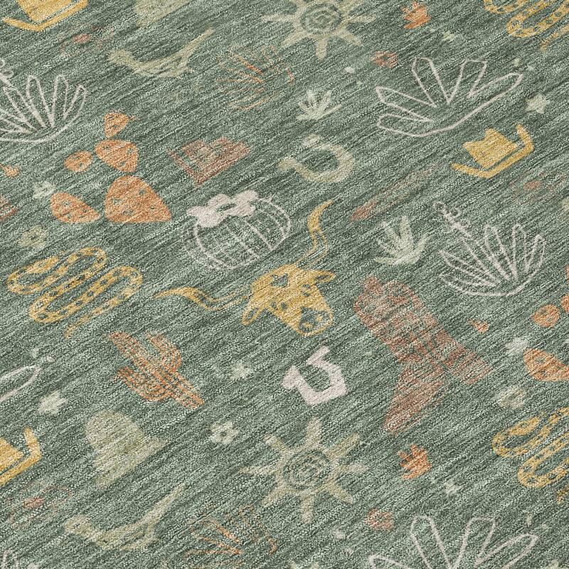 Machine Washable Indoor/ Outdoor Cowboy Ranch Chantille Rug