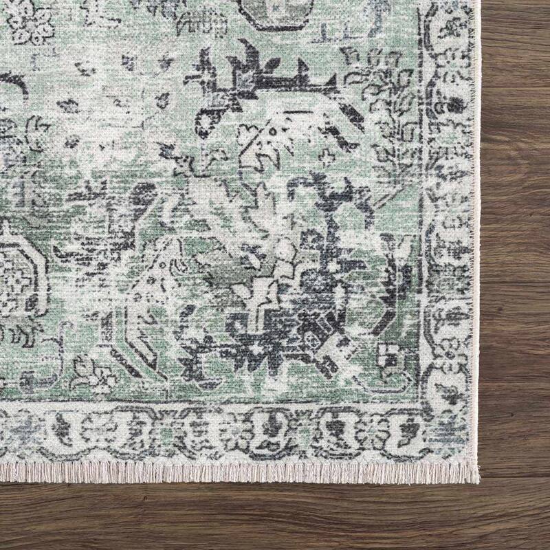 Hauteloom Caylin Living Room, Bedroom Machine Washable Area Rug - Cream, Dark Brown, Peach - 5' x 7'6"