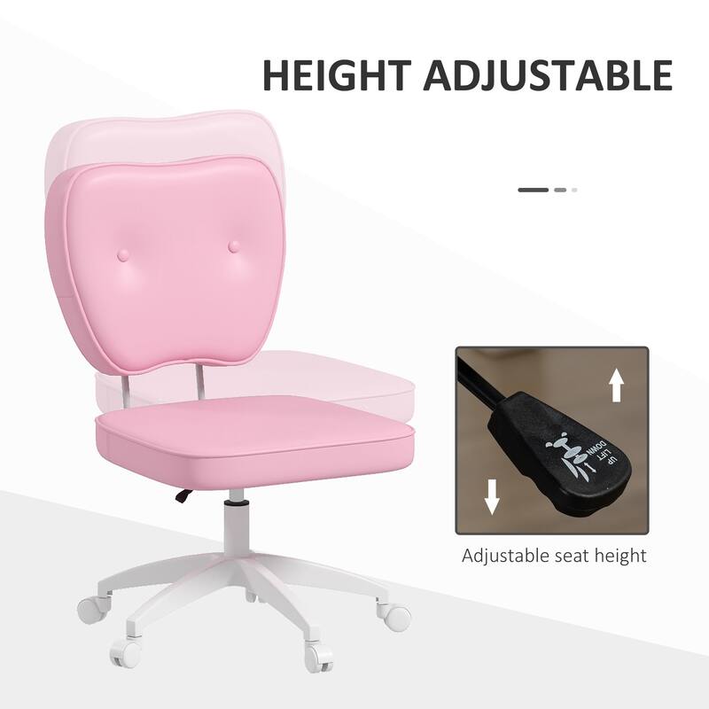 Vinsetto Armless Office Chair, PU Leather Computer Desk Chair with Adjustable Height