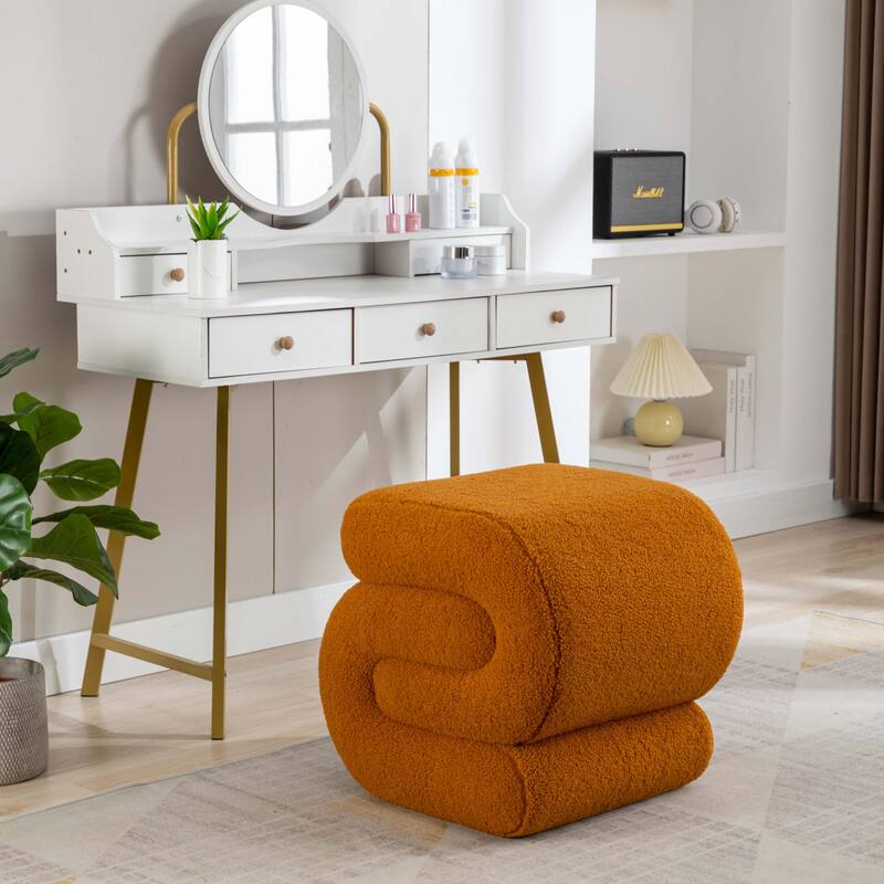 S-shape Ottoman Makeup Stool Footstool （Teddy/Velvet）