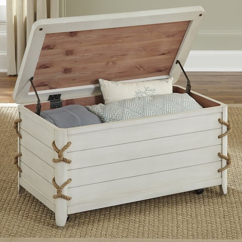Dockside II White Lacquer Top Storage Trunk