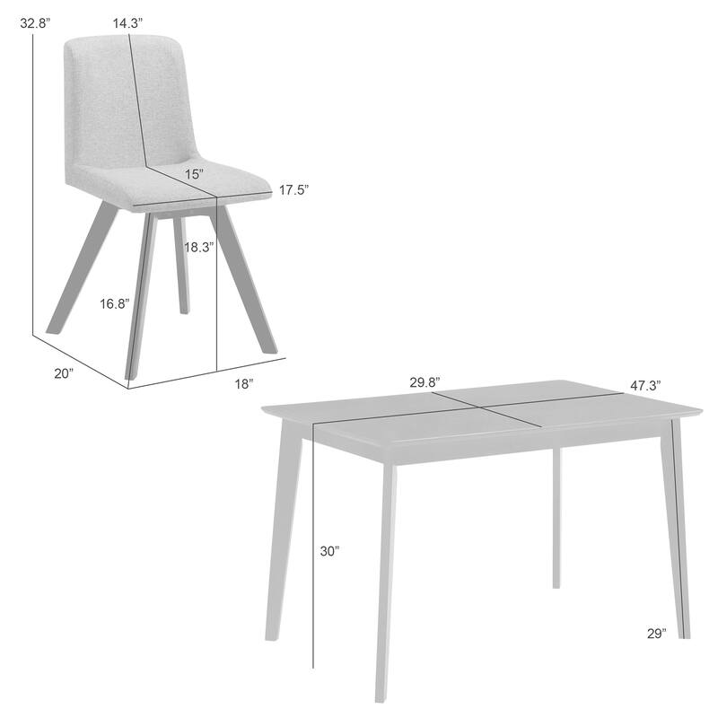 Gina 5-Piece Rectangular Walnut Dining Set with Upholstered Chairs